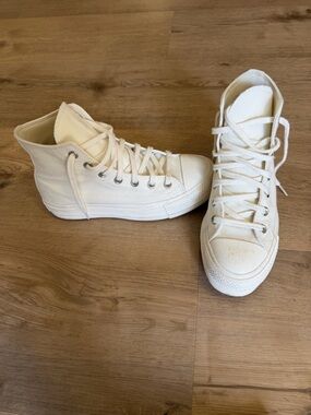 Converse CTAS Hi Lift Platform DIY Beads Egret Women’s 7 Cream Sneakers